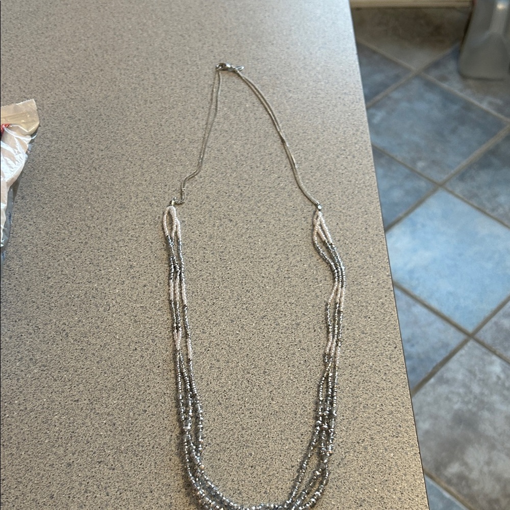 Express Silver and White Multi-Strand Necklace